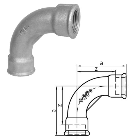 +GF+ n° 2, coude 90°, long,   ISO/EN G1