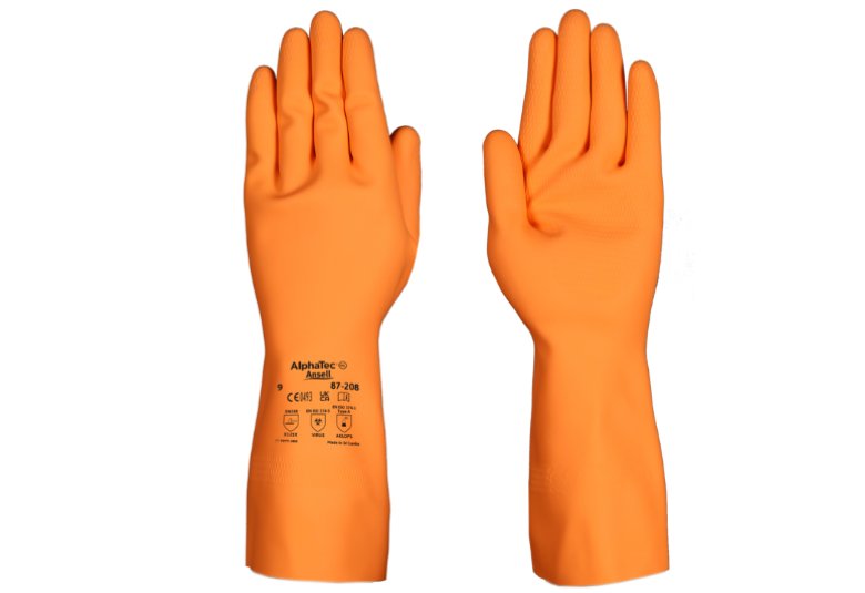 Ansell AlphaTec 87-208 orange,en latex naturel, in