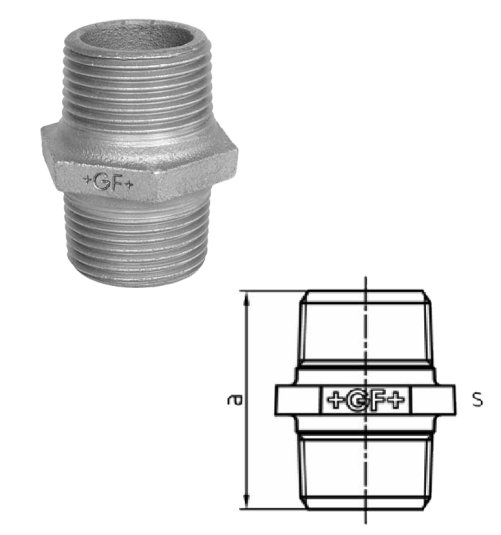 +GF+ Nr. 280, Doppelnippel,   ISO/EN N8